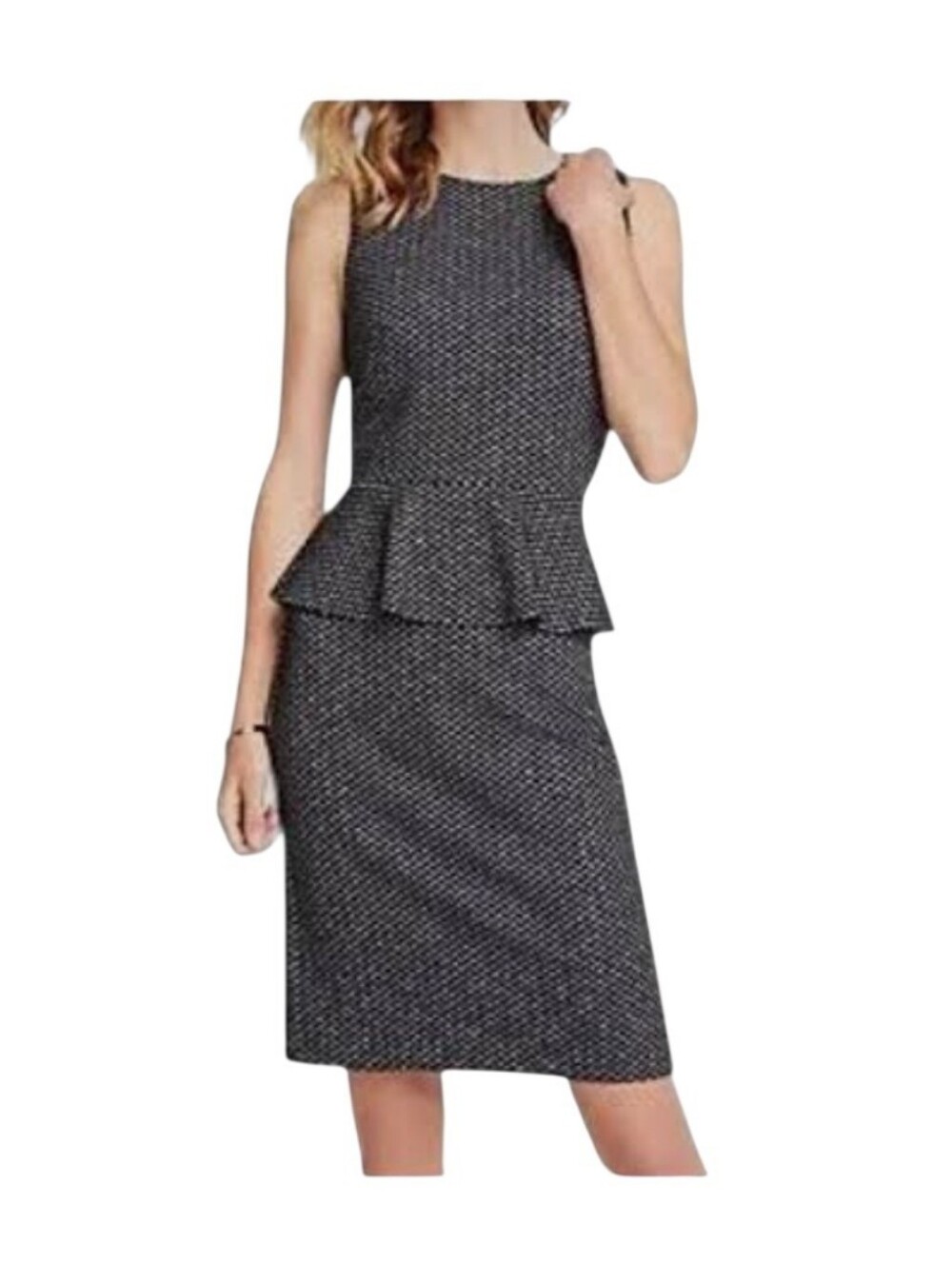 Ann Taylor Herribone Peplum Dress Size 6